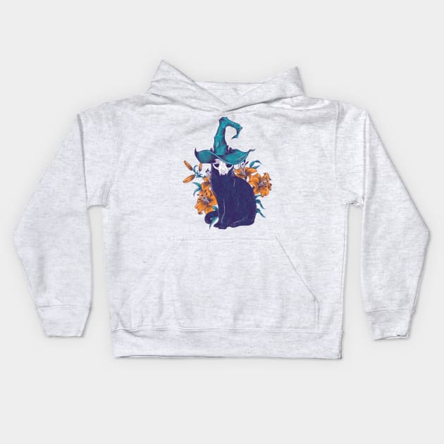 Spooky Cat Kids Hoodie by Jess Adams